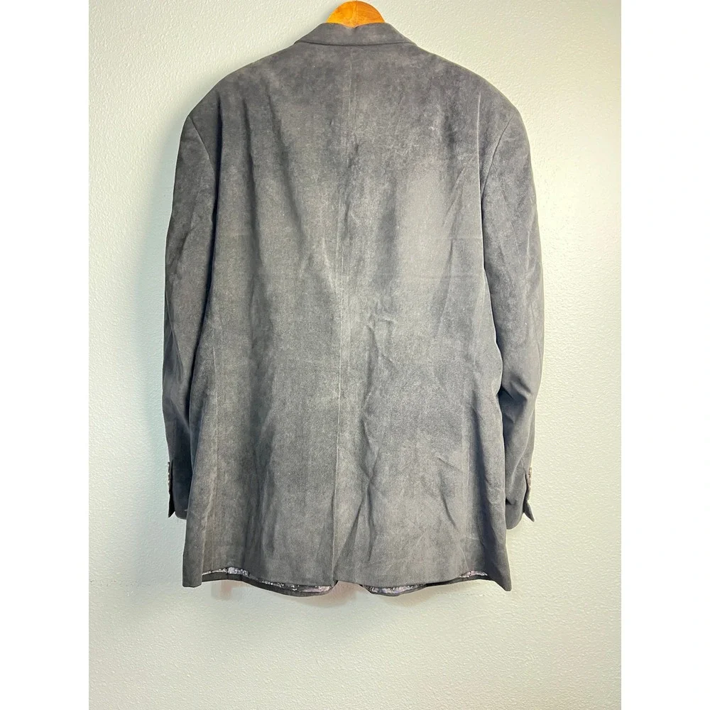 Ralph Lauren Mens 48L Corduroy Blazer Charcoal Grey Paisley Lining Sport Coat